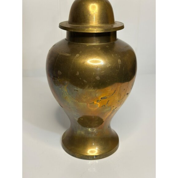 VTG Brass Lidded Temple-Style Vase 9.5"Ginger Jar Decorative Timeless Home Décor - Picture 5 of 9